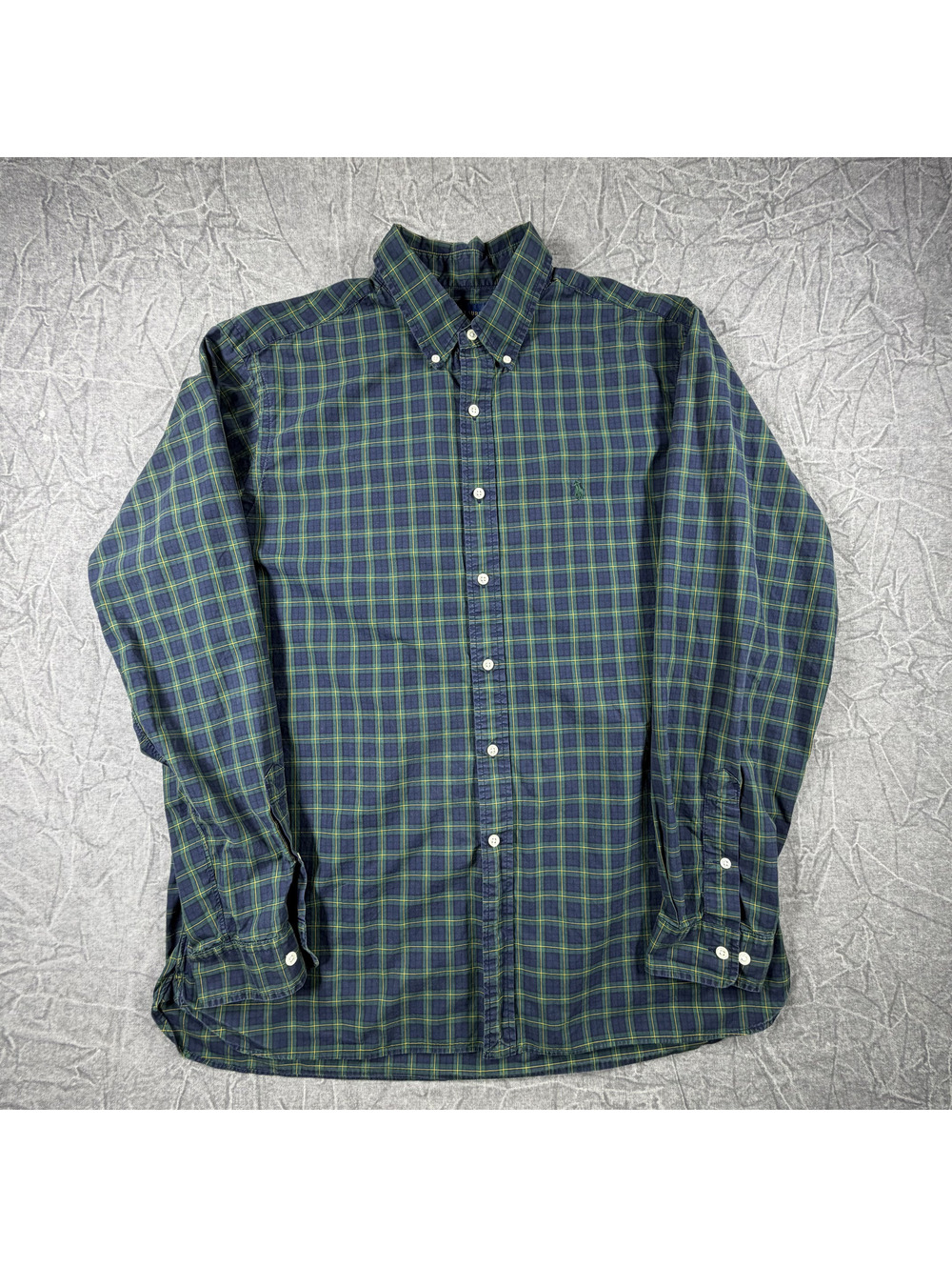 Ralph Lauren Plaid Classic Fit Men's 17 Navy Green Shirt